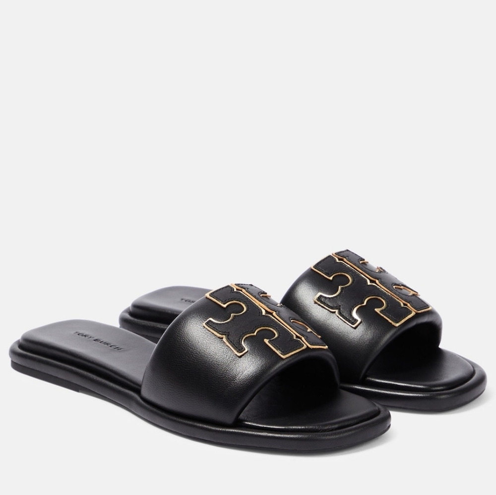 Tory Burch Black Slide Perfect Black/Gold Size 10 - Picture 3 of 15